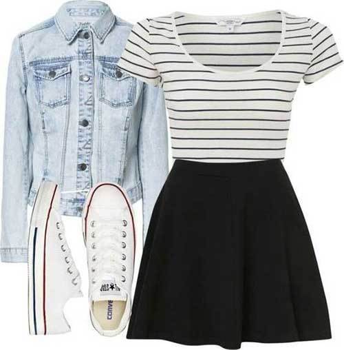 Back to School Black Skirts Outfits