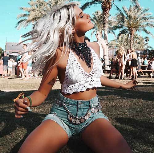White Crop Top Boho Festival Outfit