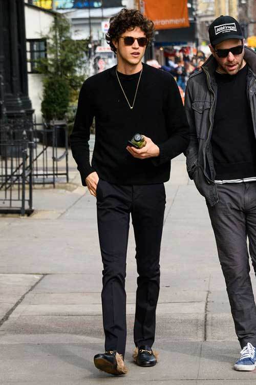 Simple Street Style All Black Outfits for Men-16
