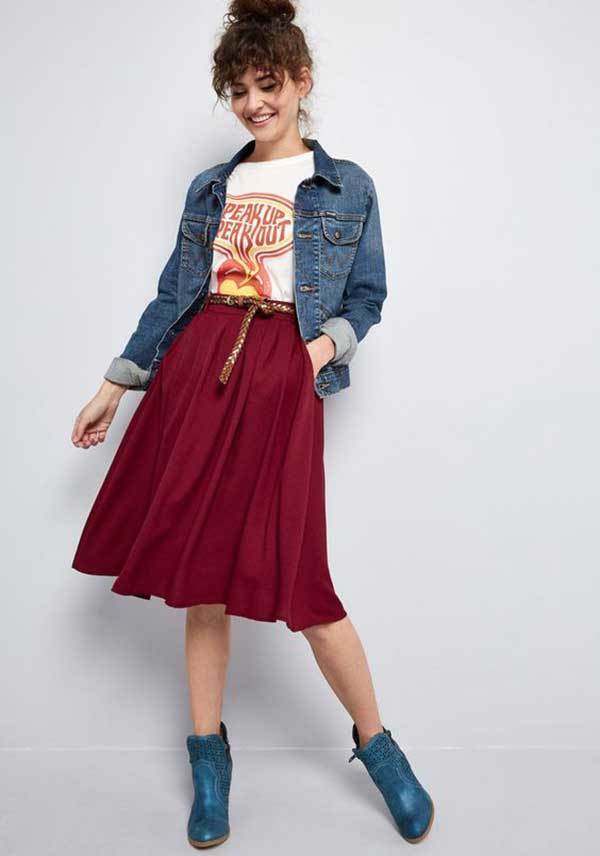 A-Line Midi Skirt Outfit Ideas-10