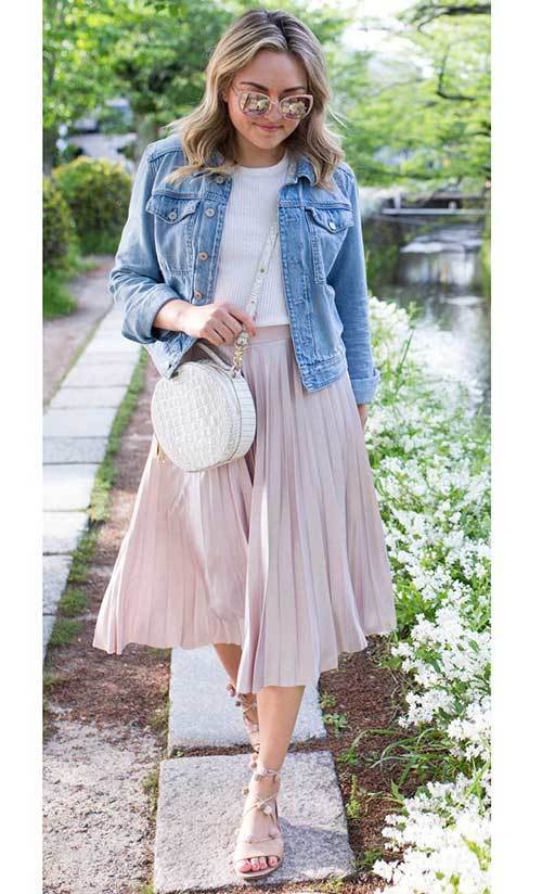 Pink Pleated Skirt Fashion-16