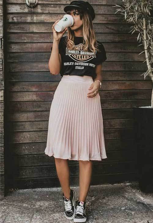 Pleated Midi Skirt Outfit