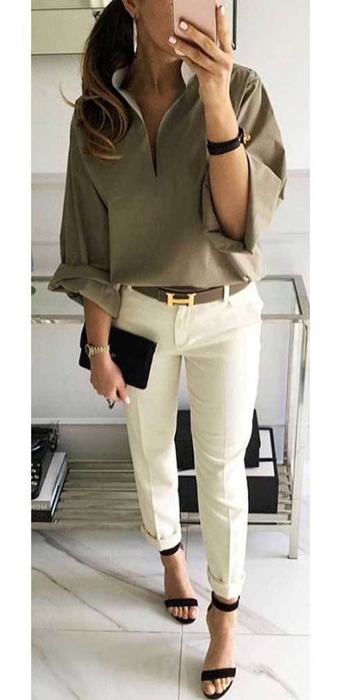Professional White Pants Outfits for Women