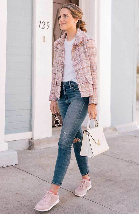 Sneakers Pink Coat Outfit