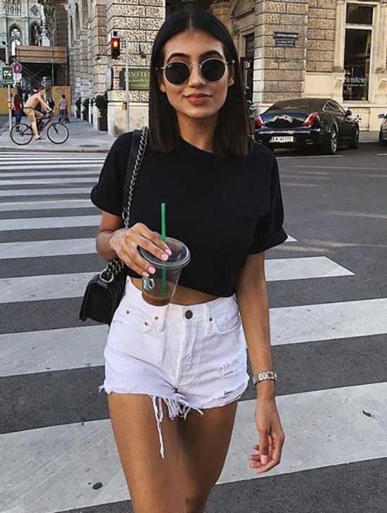 Cute Outfits with White Jean Shorts-19