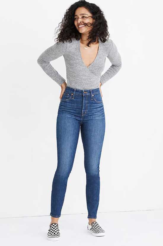 Curvy High Waist Jeans Outfit Ideas-12